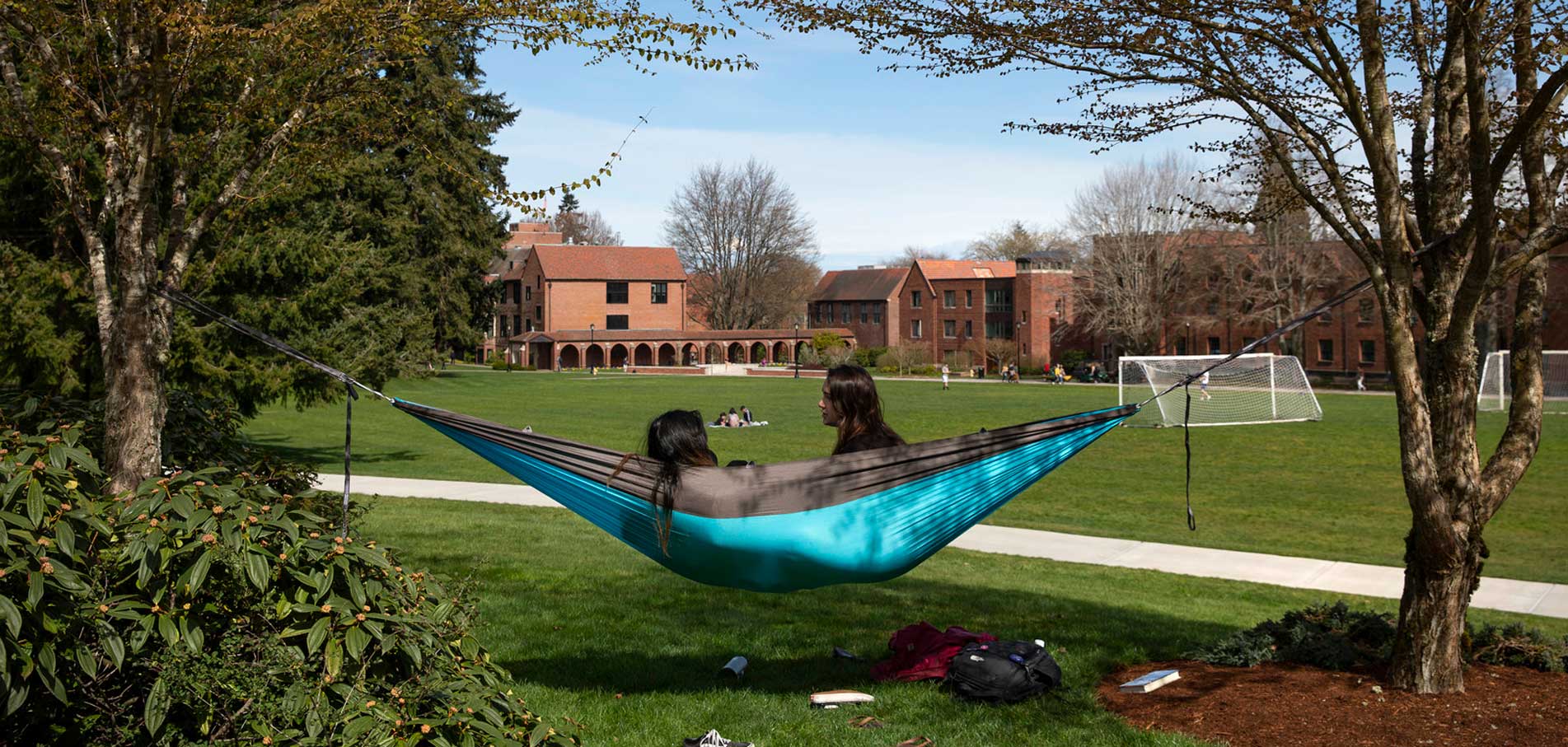 student in a hammock